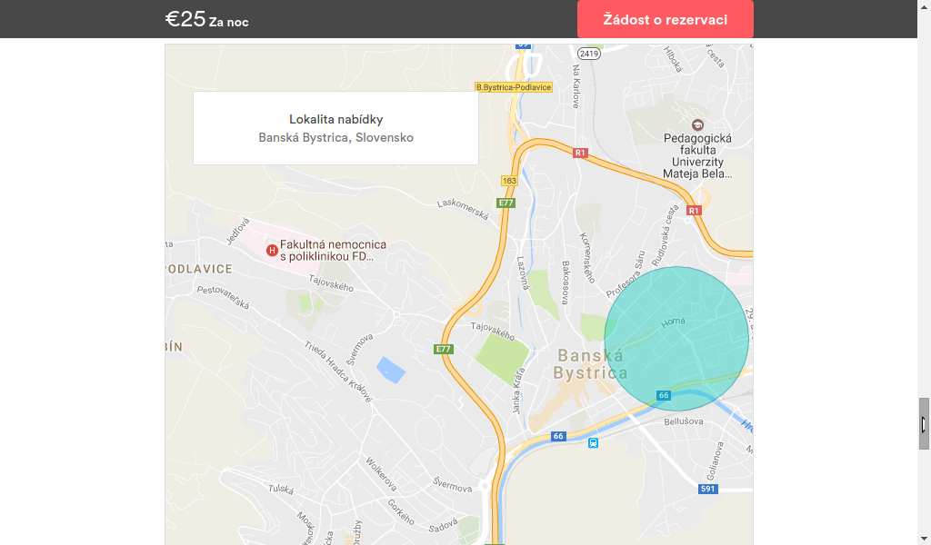 airbnb, mapa, ukážka